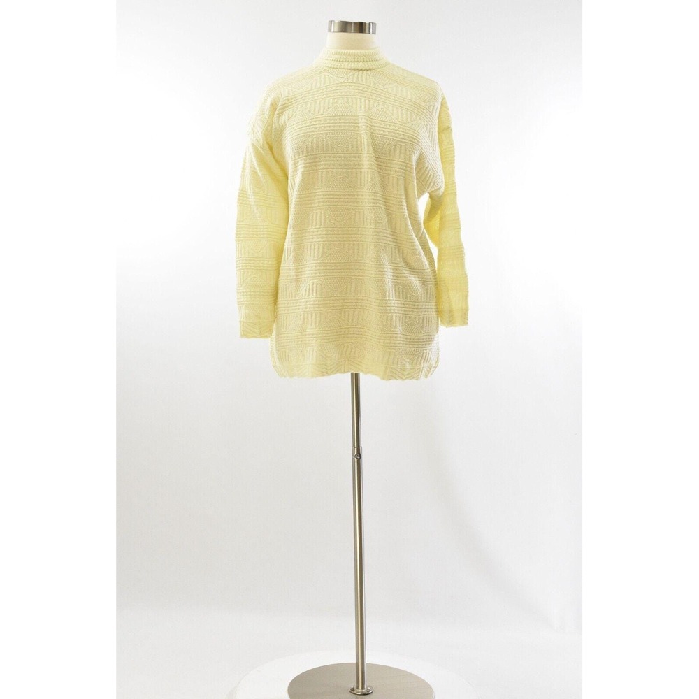 90s Deadstock Mock Neck Textured Ivory Tunic Sweater Oversized Womens M/L Spunky